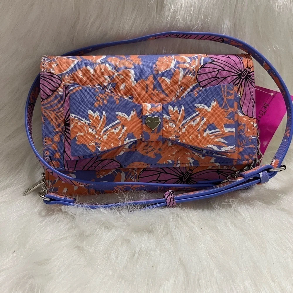NWT Betsey Johnson Butterfly Floral OX DANI BOW Crossbody Wallet Clutch BAG $68